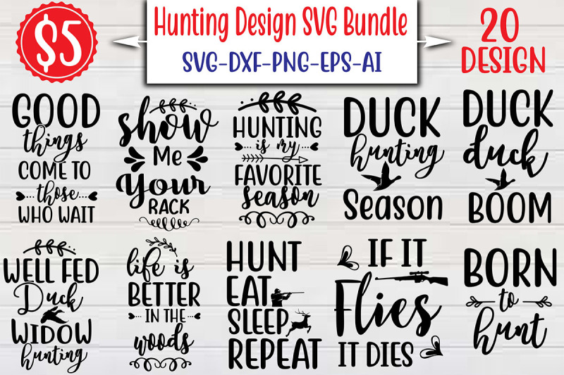 Hunting Design SVG Bundle cut file By NAZMABD | TheHungryJPEG