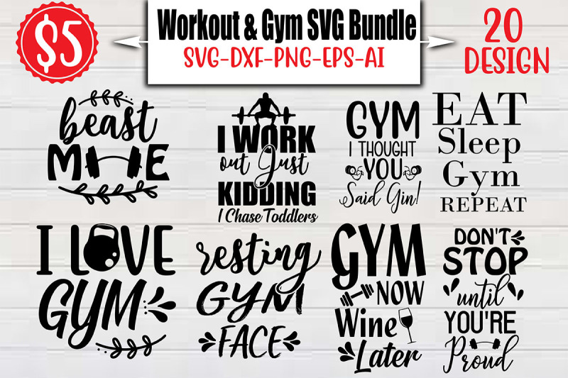 Workout & Gym SVG Bundle cut file By NAZMABD | TheHungryJPEG