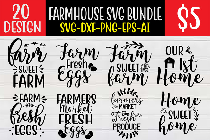 Farmhouse SVG Bundle cut file By NAZMABD | TheHungryJPEG