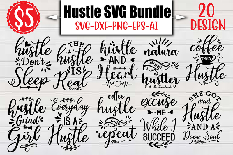 Hustle SVG Bundle cut file By NAZMABD | TheHungryJPEG