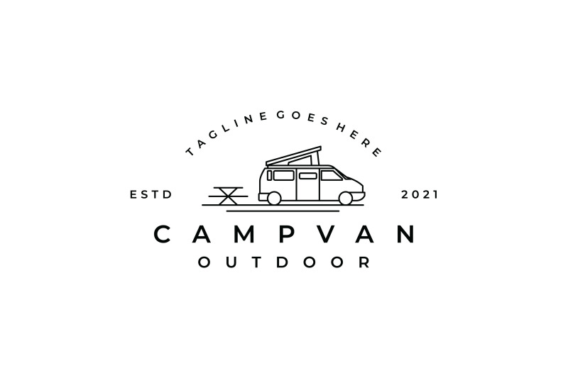 Line art Camper van, Camping Logo Design Vector By weasley99 ...