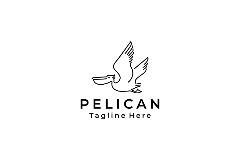 Line Art Pelican Bird Logo Design Vector Illustration By Weasley99 