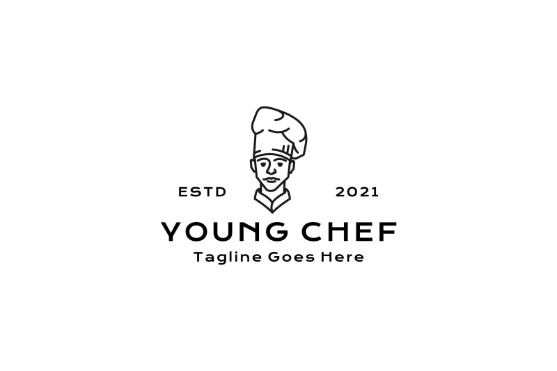 Line art Chef Restaurant Cafe Bar Logo Design By weasley99 | TheHungryJPEG