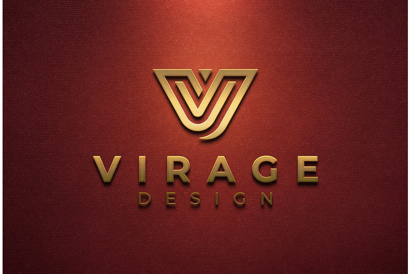 Gold Logo Mockup Signage on Red Wall By Smart Works | TheHungryJPEG