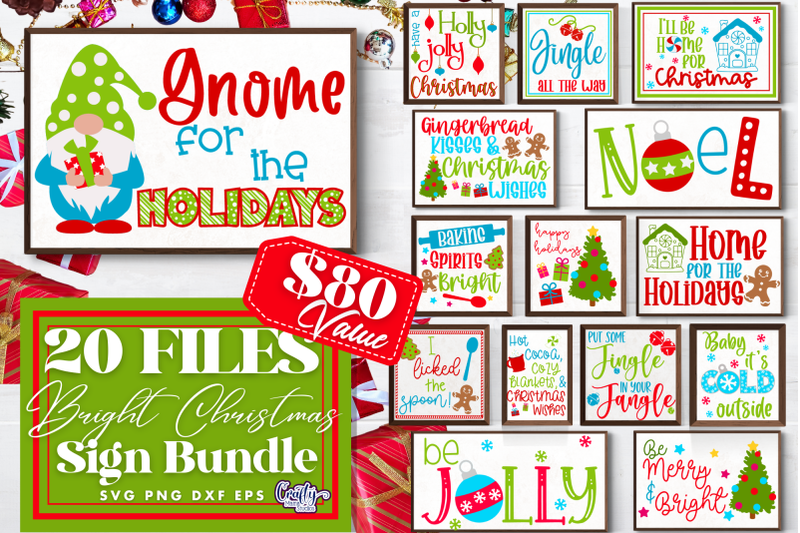 Christmas Svg, Farmhouse Christmas Sign Bundle, Bright Santa By Crafty ...