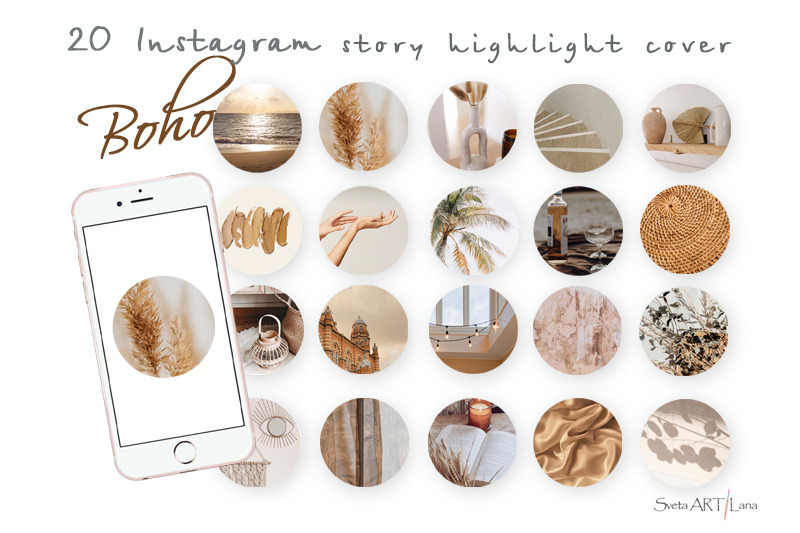 Instagram Boho Story Highlight covers By SvetaArtLana | TheHungryJPEG