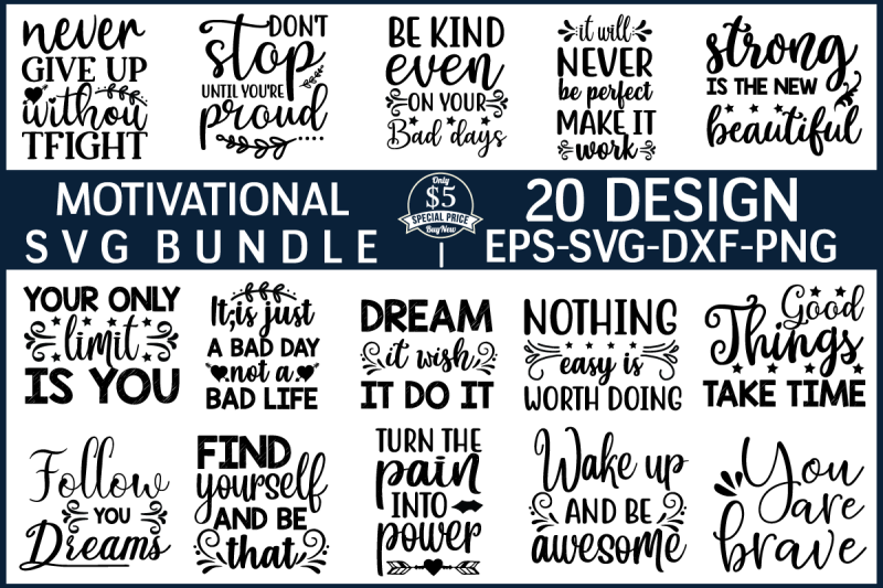 Motivational Svg Bundle By creativesvgzone | TheHungryJPEG