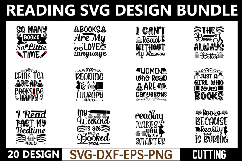 Reading SVG Bundle By creativesvgzone | TheHungryJPEG