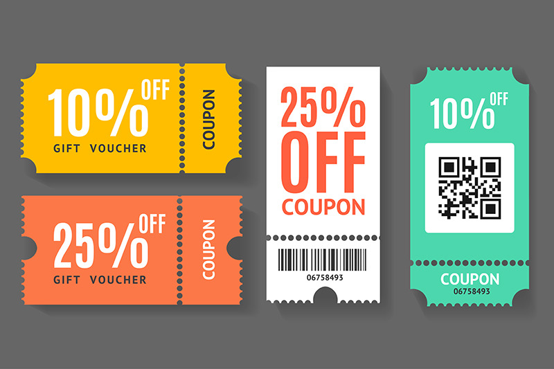 Different Color Gift Voucher Coupon Set. Vector By Mouse design store ...