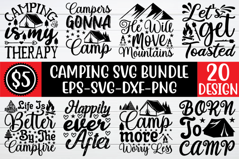 Camping Svg Bundle By creativesvgzone | TheHungryJPEG