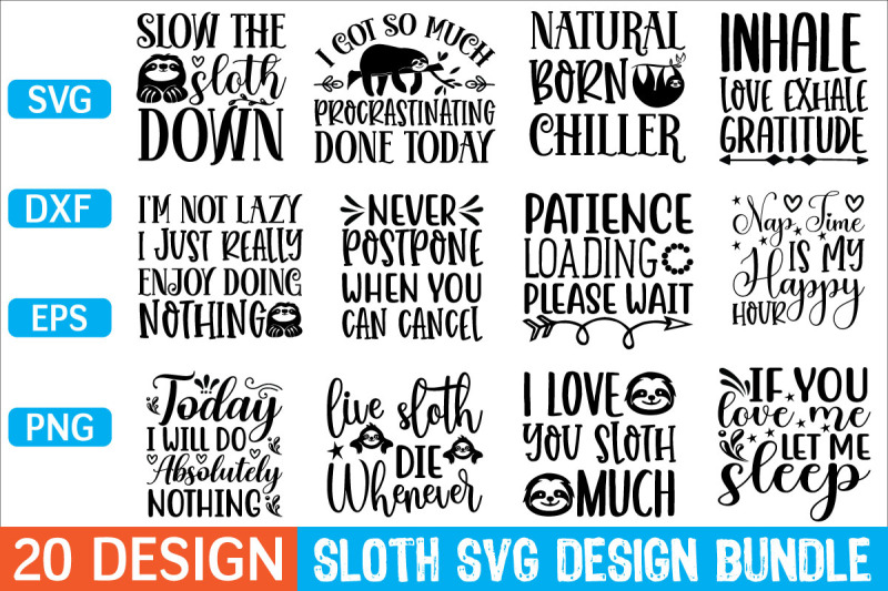 sloth svg Bundle By creativesvgzone | TheHungryJPEG