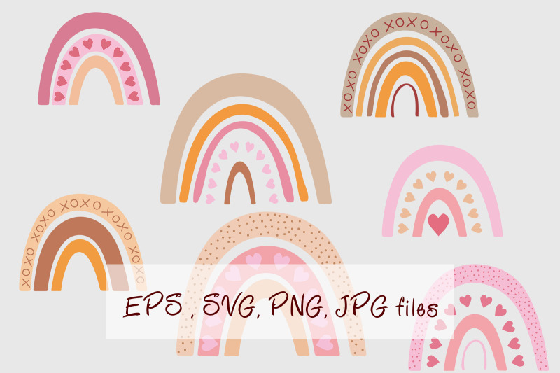 Boho Rainbows Svg Clipart By North Sea Studio 