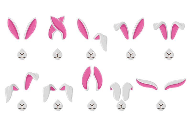 Cartoon rabbit ears, cute bunny ears selfie or video chat masks. Rabbi By  WinWin_artlab | TheHungryJPEG
