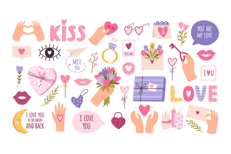 Cute valentines day stickers for planner, love letter or diary. Cartoo By  Tartila