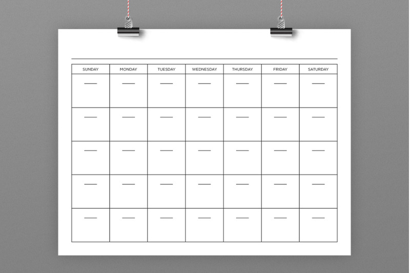 full page blank calendar