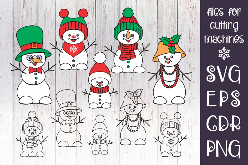 Snowman Family SVG set By Olga Belova | TheHungryJPEG