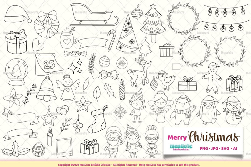 christmas, svg bundle,Coloring page By mascuteestudio | TheHungryJPEG