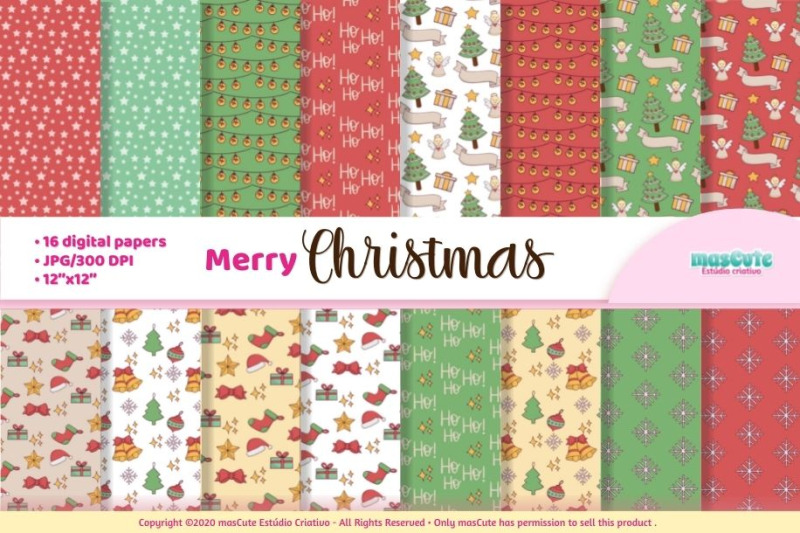 christmas digital paper By mascuteestudio | TheHungryJPEG