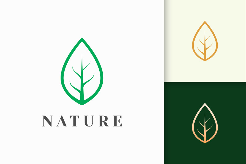 Leaf Logo in Simple Line Shape for Beauty and Health Brand By Murnifine ...