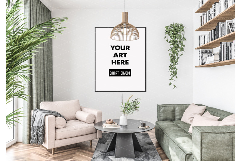 Interior scene_artwork background_frame mockup By Elmil Design ...