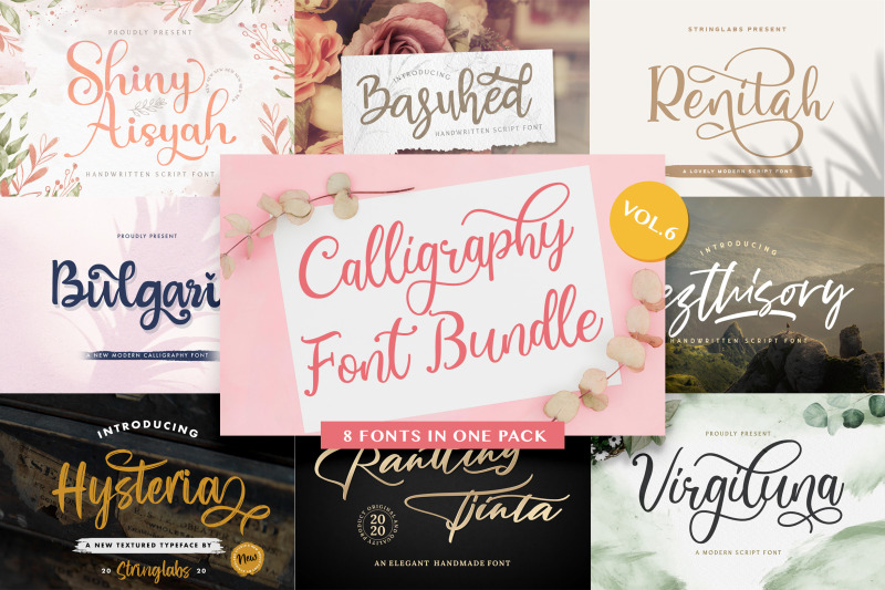 Calligraphy Font Bundle Vol 6 By StringLabs | TheHungryJPEG