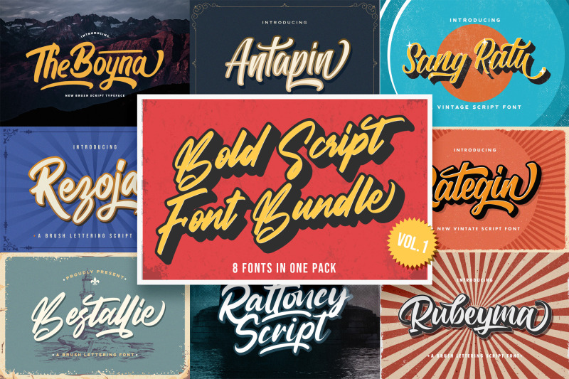 Bold Script Font Bundle Vol 1 By Stringlabs 