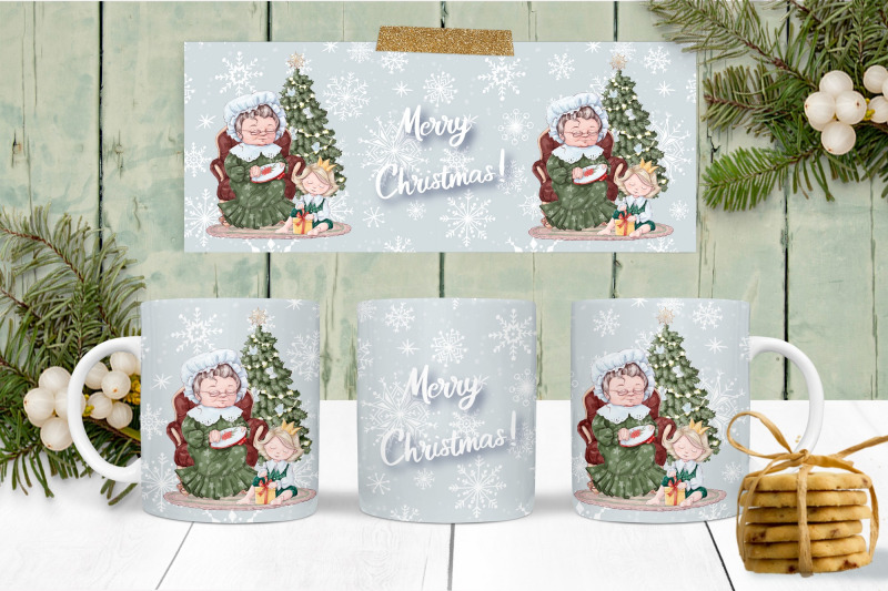 Christmas Mug Sublimation / Winter Mug Wrap By Yuliya Art | TheHungryJPEG