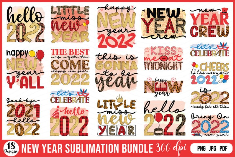 New Year Sublimation Bundle Vol.1 By Black Gallery | TheHungryJPEG