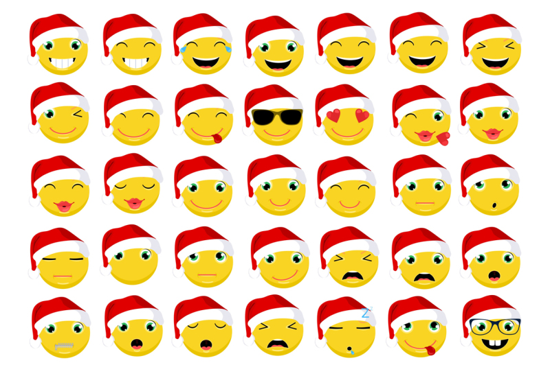 Christmas Emoticons / Emoji Vector Set By land_art | TheHungryJPEG