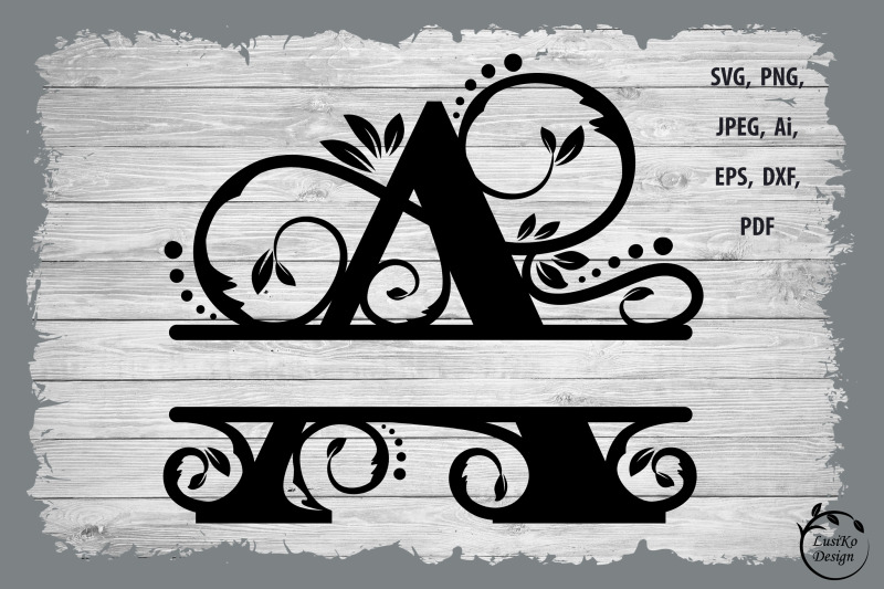 Monogram letter A. Split monogram letter a SVG, DXF, PNG By LusiKo ...