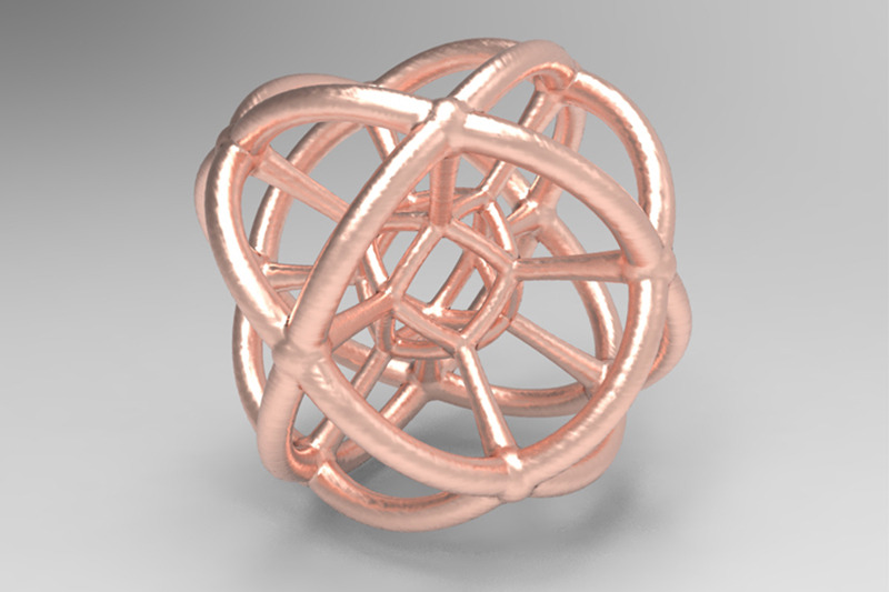 4d Geometric Bead - Hypersphere Math Art Pendant 3D model By