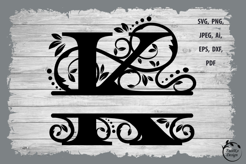 Monogram letter K. Split monogram letter k SVG, DXF, PNG By LusiKo ...