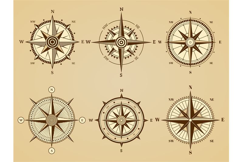 Nautical Compass Rose Of Winds Marine Navigation Stock