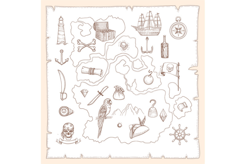 treasure map symbols clip art
