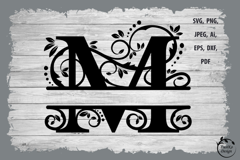 Monogram letter M. Split monogram letter m SVG, DXF, PNG By LusiKo ...