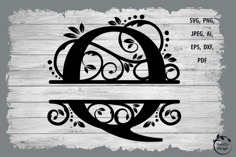 Monogram letter Q. Split monogram letter q SVG, DXF, PNG By LusiKo ...