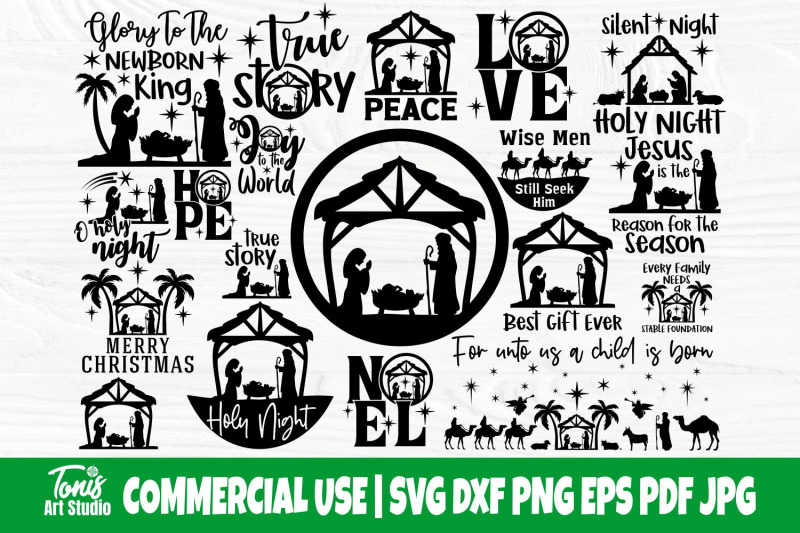 Nativity Scene x19 SVG Bundle, Nativity Svg, Png By TonisArtStudio ...