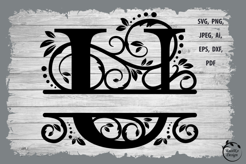 Monogram letter U. Split monogram letter U SVG, DXF, PNG By LusiKo ...