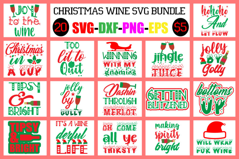 Christmas wine svg bundle By design svg | TheHungryJPEG