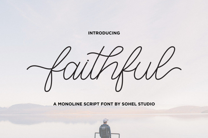 Faithfulness font. Monochrome font.