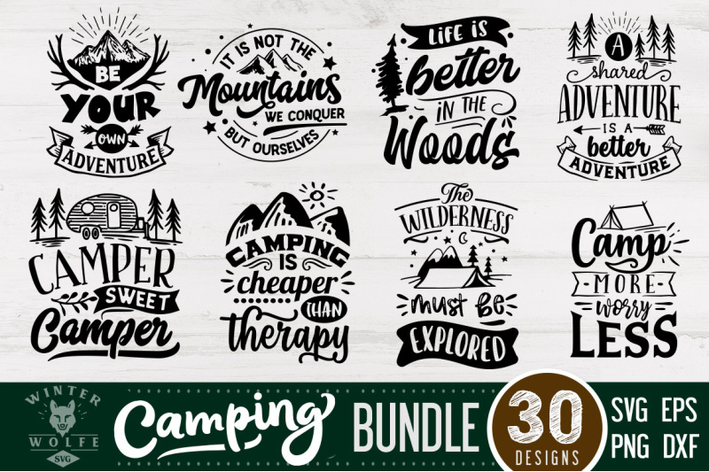 Camping bundle 30 designs SVG EPS DXF PNG By WinterWolfeSVG | TheHungryJPEG