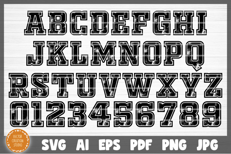 Disstressed Sport Alphabet Font SVG Clipart By VectorCreationStudio ...