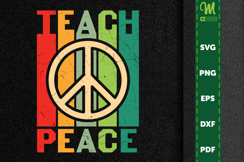 Hippie Quote Design Teach Peace By Novalia | TheHungryJPEG