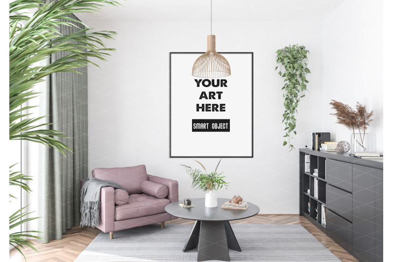 Interior scene_artwork background_frame mockup By Elmil Design ...