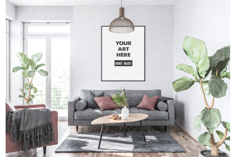 Interior scene_artwork background_frame mockup By Elmil Design ...