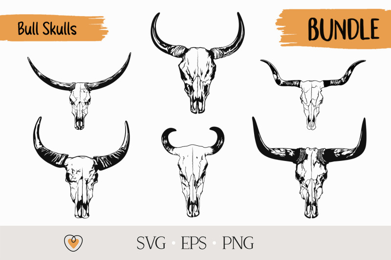 Bull skull svg Bundle, Cow skull svg, png files By Pretty Meerkat