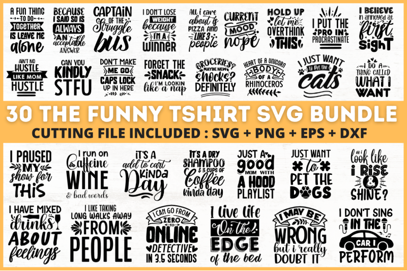 The Funny Tshirt SVG Bundle By DESIGNAVO | TheHungryJPEG.com