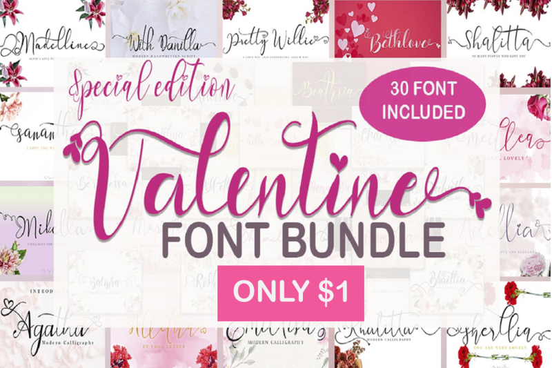 Special Edition Valentine Font Bundle By Yoga Letter | TheHungryJPEG