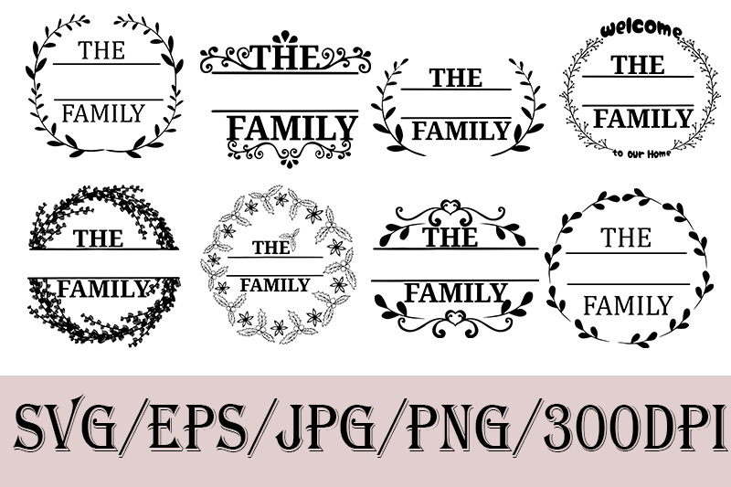 Family monogram frames , SVG, family clip art, ornament By ...