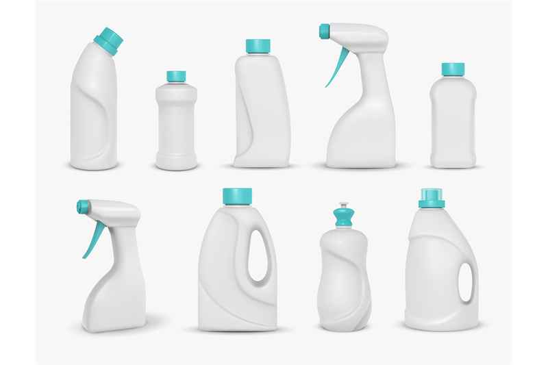 Realistic cleaning chemical products, detergent package mockups. Home ...